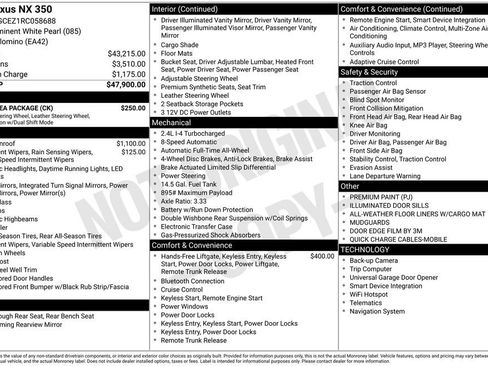 Used 2024 Lexus NX 350 AWD w/ Cold Area Package image 48