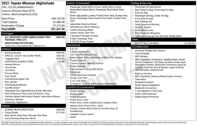 Certified 2021 Toyota 4Runner Nightshade AWD/4WD image 13