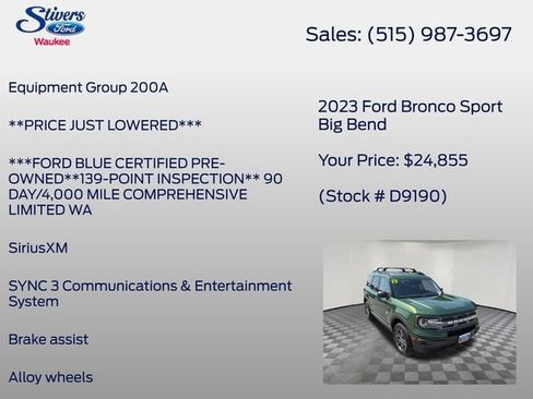 Certified 2023 Ford Bronco Sport Big Bend AWD/4WD image 8