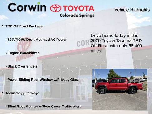 Used 2020 Toyota Tacoma TRD Off-Road w/ Technology Package AWD/4WD image 6