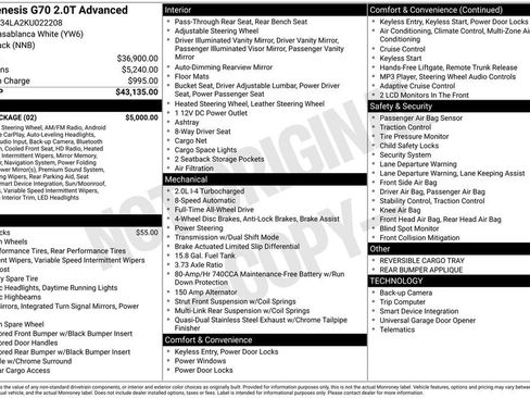 Used 2019 Genesis G70 2.0T Advanced w/ Elite Package image 88