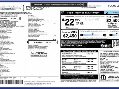 Used 2024 Chrysler Pacifica Touring-L w/ S Appearance Package FWD image 11