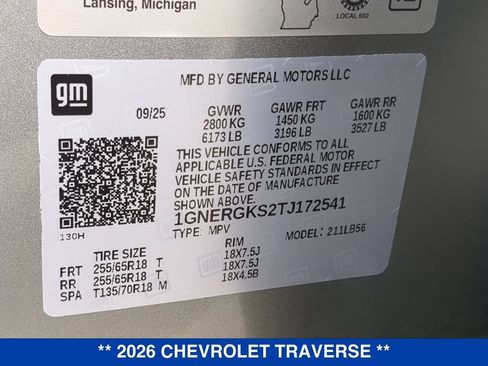 New 2026 Chevrolet Traverse LT FWD image 26