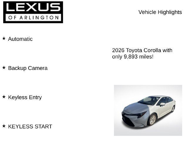 Used 2026 Toyota Corolla LE w/ LE Premium Package FWD image 8