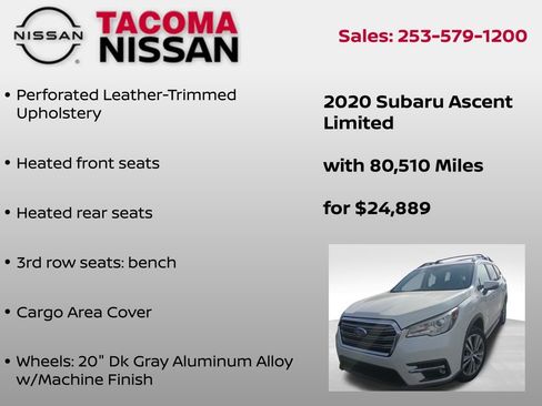 Used 2020 Subaru Ascent Limited w/ Technology Package AWD/4WD image 10
