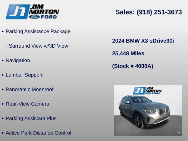 Used 2024 BMW X3 sDrive30i w/ Convenience Package RWD image 14
