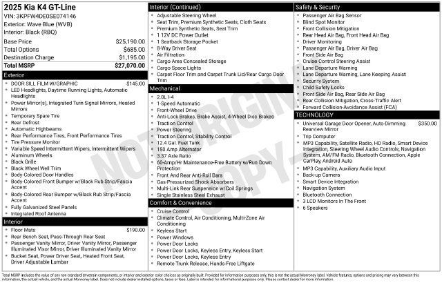 Used 2025 Kia K4 GT-Line FWD image 15