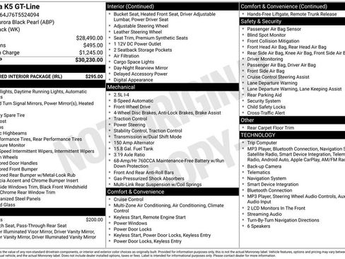 New 2026 Kia K5 GT-Line w/ GT-Line Red Interior Package FWD image 6