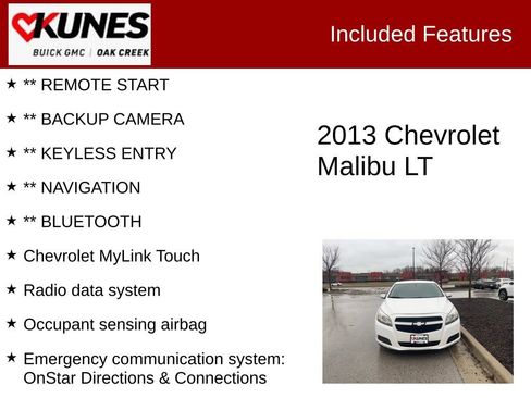 Used 2013 Chevrolet Malibu LT w/ Power Convenience Package image 2