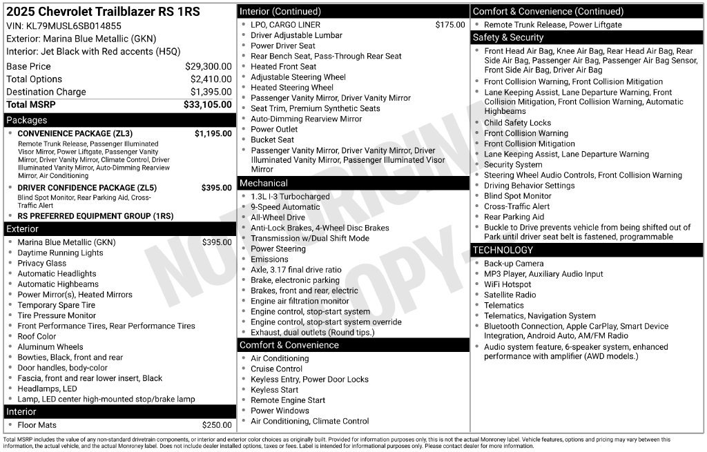 Used 2025 Chevrolet TrailBlazer RS w/ Convenience Package AWD/4WD image 10