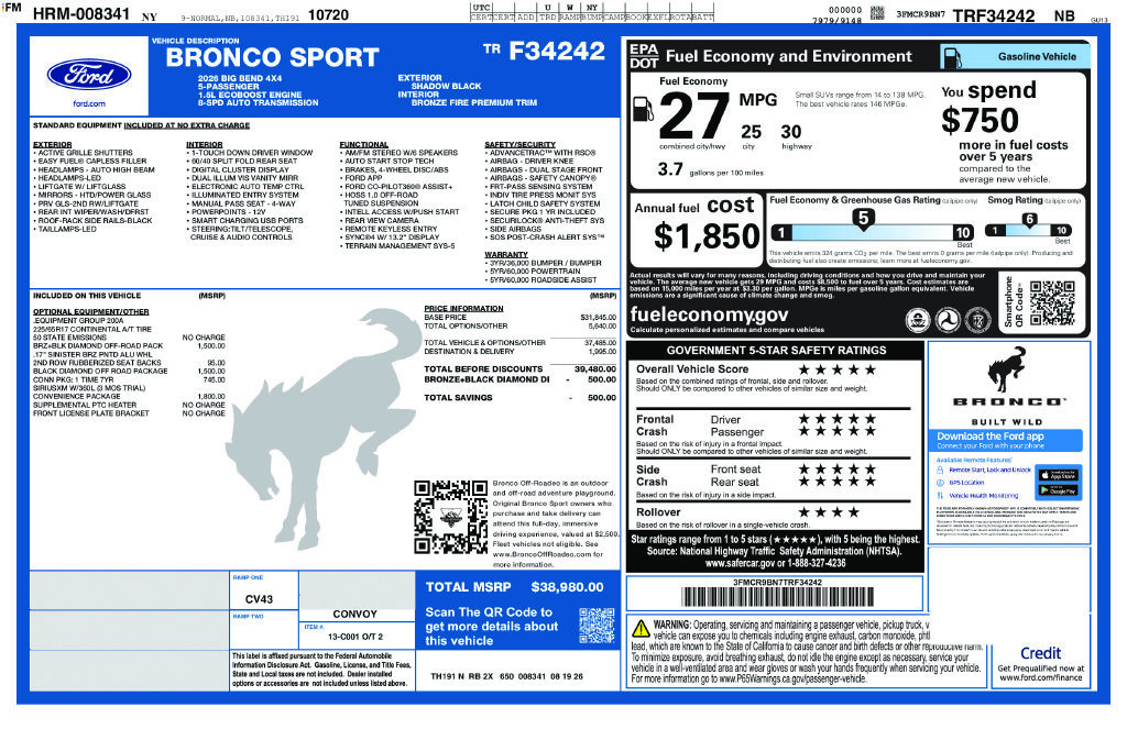 New 2026 Ford Bronco Sport Big Bend w/ Convenience Package AWD/4WD image 6
