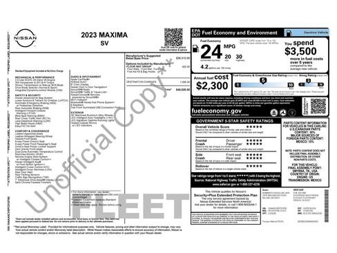 Used 2023 Nissan Maxima SV w/ Floor Mat Group image 33