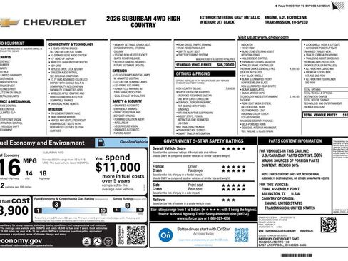 New 2026 Chevrolet Suburban High Country AWD/4WD image 4