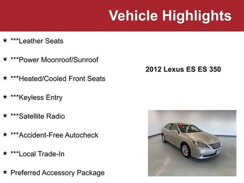 Used 2012 Lexus ES 350 FWD image 2