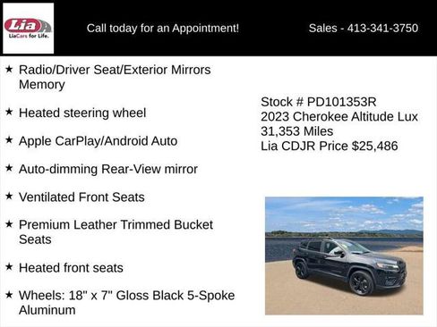 Certified 2023 Jeep Cherokee Altitude Lux w/ Lux Elite Package AWD/4WD image 21