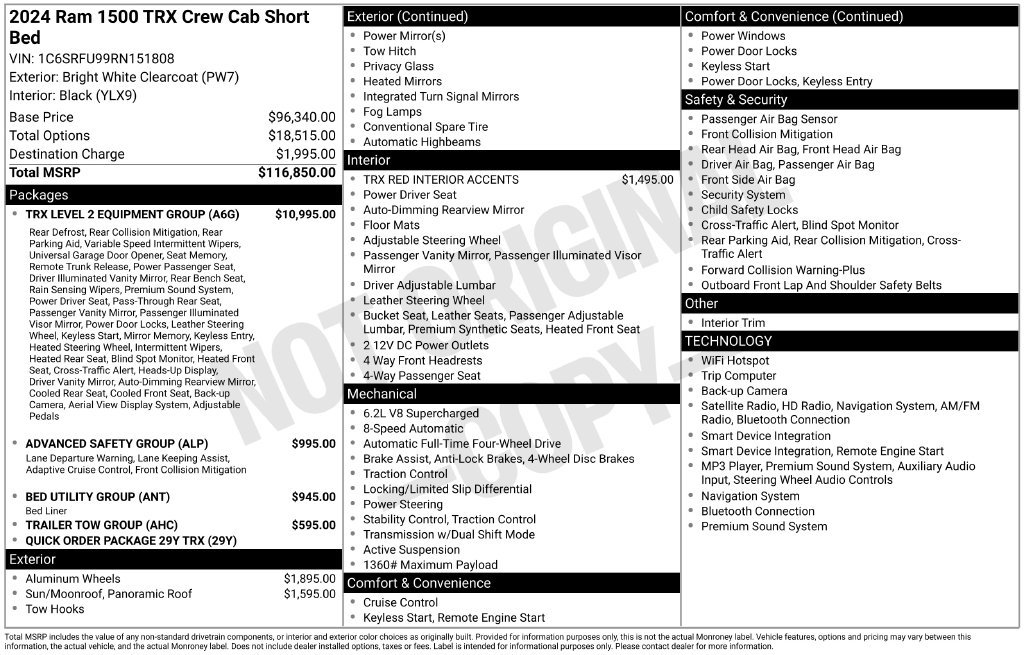 Used 2024 RAM 1500 TRX w/ TRX Level 2 Equipment Group AWD/4WD image 6