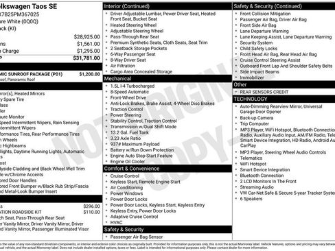 Used 2023 Volkswagen Taos SE w/ Panoramic Sunroof Package FWD image 2