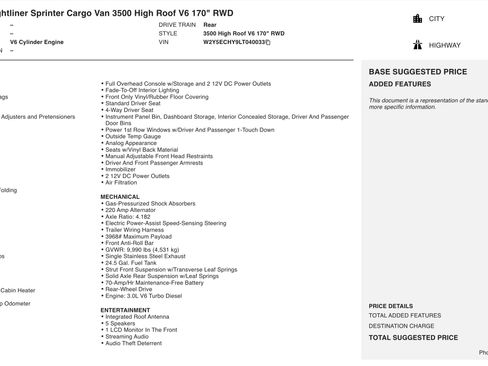 Used 2020 Freightliner Sprinter 3500 RWD image 5