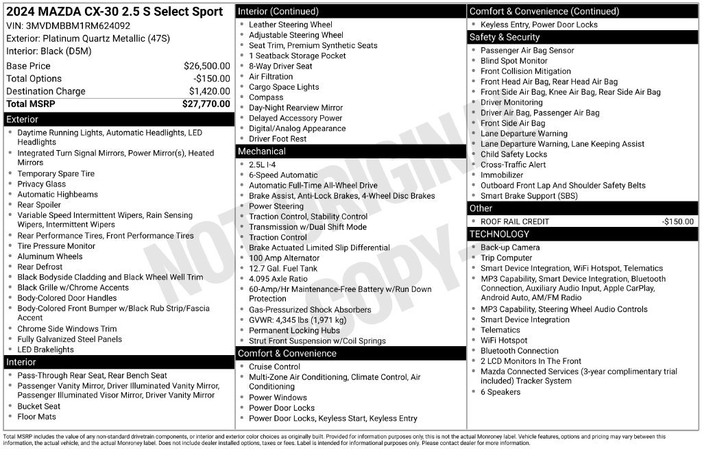 Used 2024 MAZDA CX-30 AWD 2.5 S w/ Select Sport Pkg image 3