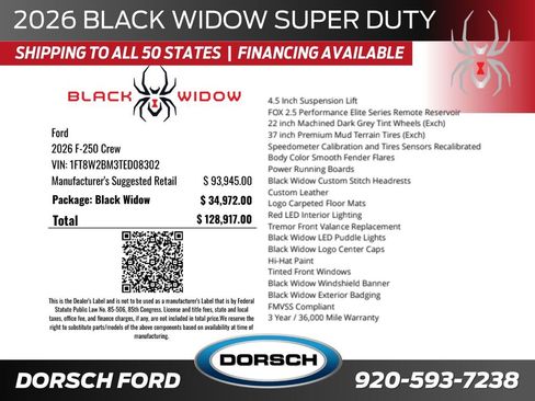New 2026 Ford F250 Lariat w/ Black Appearance Package AWD/4WD image 2