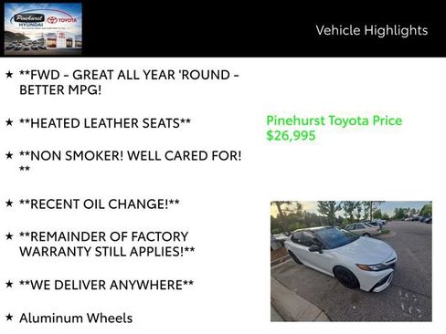 Used 2022 Toyota Camry XSE FWD image 20