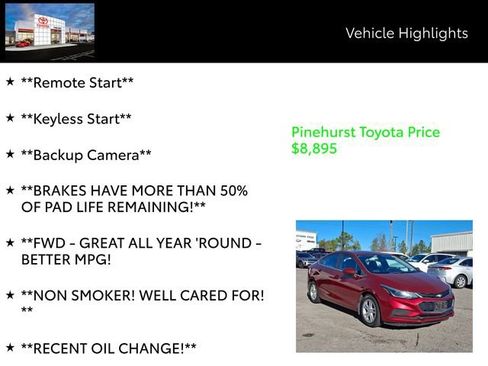 Used 2017 Chevrolet Cruze LT w/ Sun And Sound Package image 13