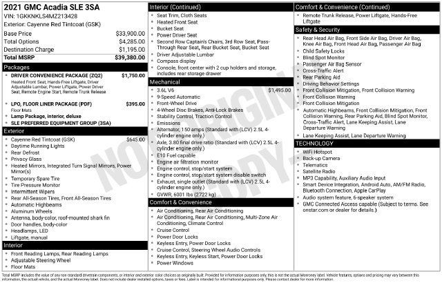 Used 2021 GMC Acadia SLE w/ Driver Convenience Package FWD image 2