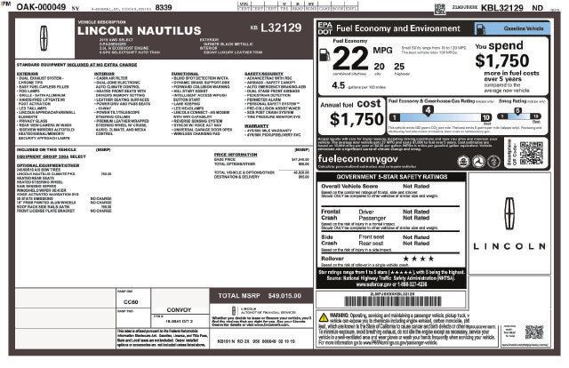 Used 2019 Lincoln Nautilus Select AWD/4WD image 2