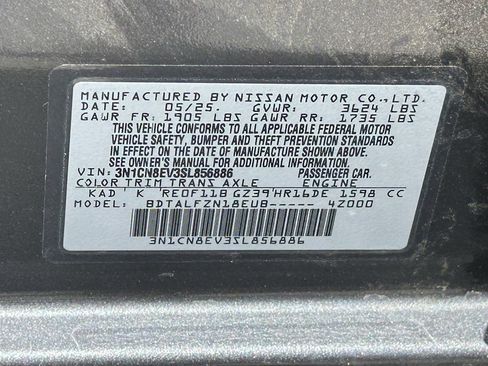 Certified 2025 Nissan Versa SV w/ Trunk Package image 13