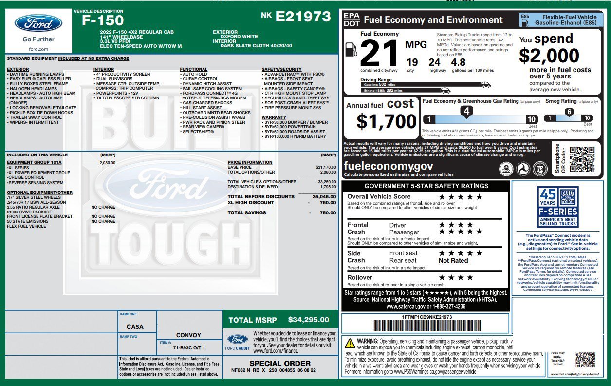 Used 2022 Ford F150 XL w/ Equipment Group 101A High RWD image 4