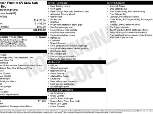 Used 2011 Nissan Frontier SV w/ SV Premium Utility Pkg image 4