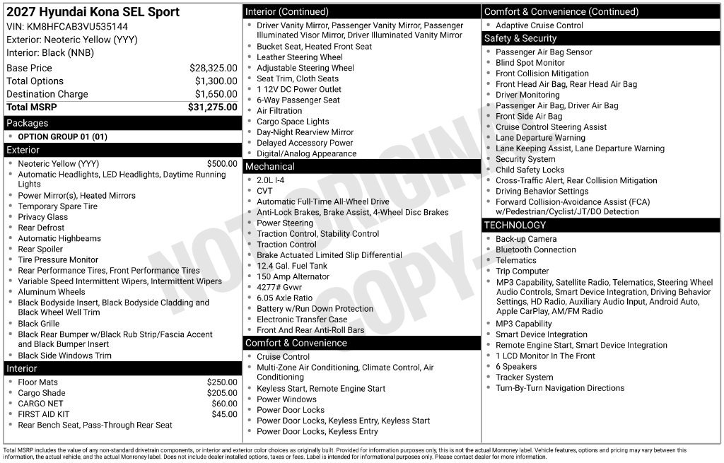New 2027 Hyundai Kona SEL Sport AWD/4WD image 6