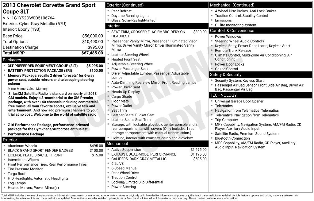 Used 2013 Chevrolet Corvette Grand Sport w/ 3LT Preferred Equipment Group RWD image 3
