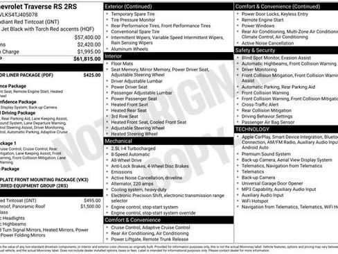 New 2026 Chevrolet Traverse RS w/ LPO, Floor Liner Package AWD/4WD image 16