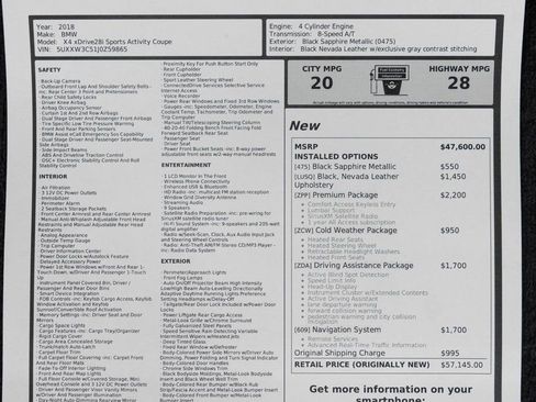 Used 2018 BMW X4 xDrive28i image 53