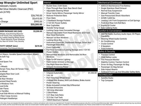Used 2015 Jeep Wrangler Unlimited Sport w/ Quick Order Package 24S AWD/4WD image 5