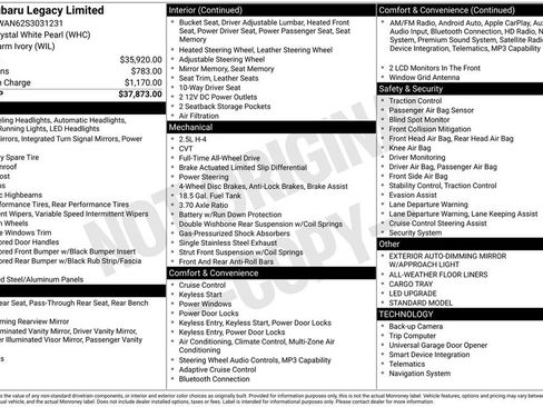 Certified 2025 Subaru Legacy Limited AWD/4WD image 4