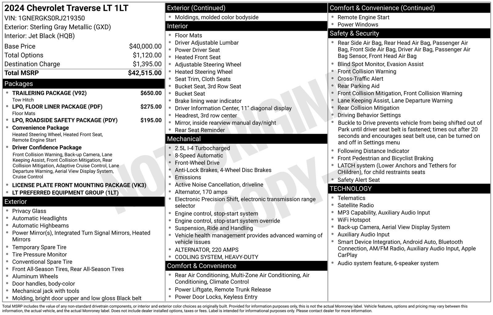 Used 2024 Chevrolet Traverse LT w/ Trailering Package FWD image 7