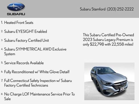Certified 2023 Subaru Legacy Premium AWD/4WD image 2