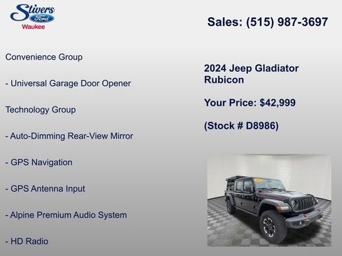 Used 2024 Jeep Gladiator Rubicon w/ Technology Group AWD/4WD image 16