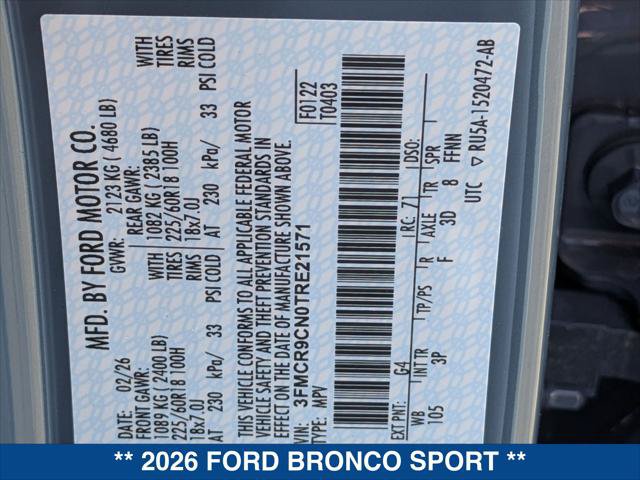 New 2026 Ford Bronco Sport Outer Banks w/ Outer Banks Tech Package+ AWD/4WD image 22