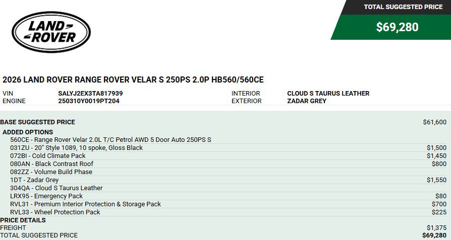 Used 2026 Land Rover Range Rover Velar S AWD/4WD image 3