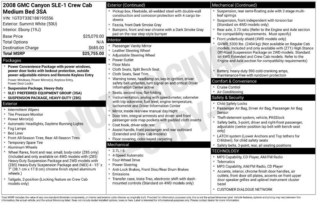 Used 2008 GMC Canyon SLE AWD/4WD image 2