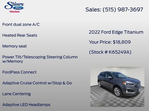 Used 2022 Ford Edge Titanium w/ Equipment Group 301A AWD/4WD image 22