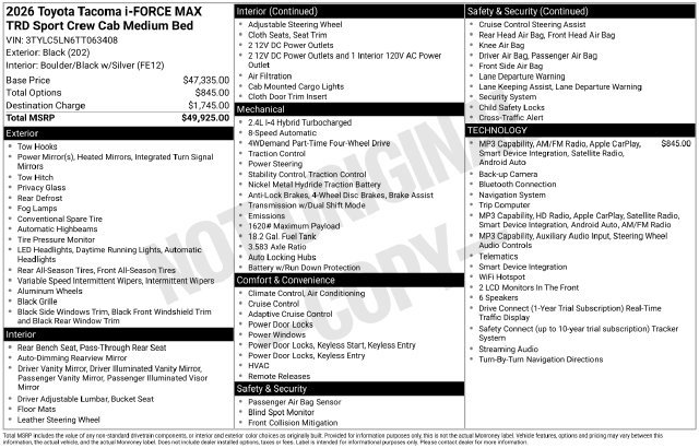 Used 2026 Toyota Tacoma TRD Sport AWD/4WD image 7