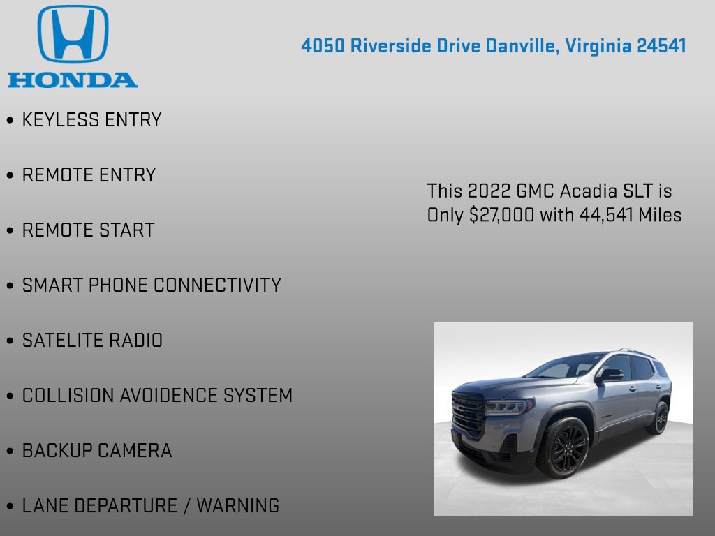 Used 2022 GMC Acadia SLT w/ Elevation Edition AWD/4WD image 7