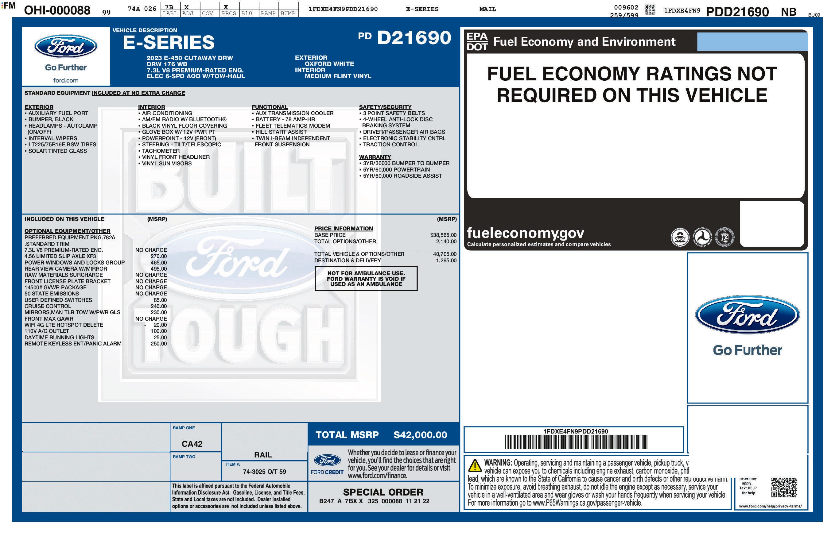 Used 2023 Ford E-450 and Econoline 450 Super Duty w/ Power Windows & Locks Group RWD image 8