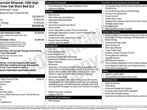 Used 2021 Chevrolet Silverado 1500 High Country w/ Technology Package RWD image 39