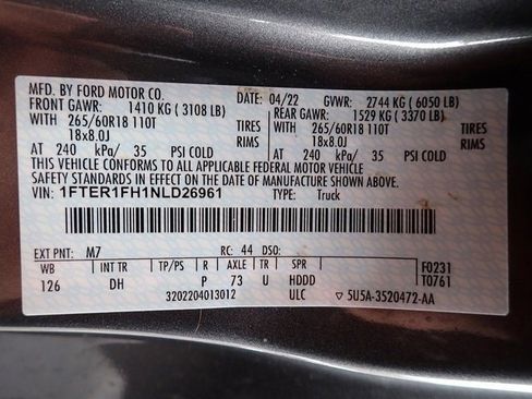 Used 2022 Ford Ranger Lariat w/ Equipment Group 501A High image 21