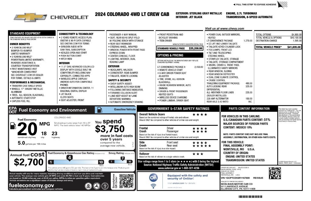Certified 2024 Chevrolet Colorado LT w/ LT Convenience Package II AWD/4WD image 4